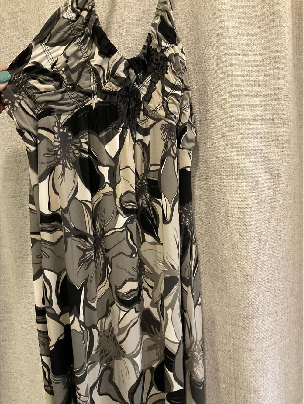 ELLE Womens Floral Gray & Black Halter Maxi Dress Size Small